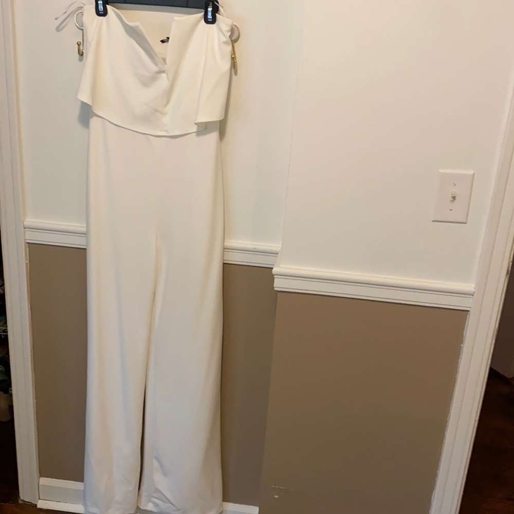 LULU’s white strapless pant jumpsuit